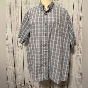 Men's Gray Plaid Short Sleeve‎ Shirt